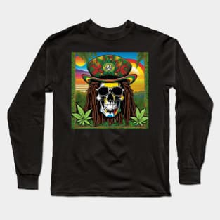 Reggae Music - Jamaican Stoner Skull 29 Long Sleeve T-Shirt